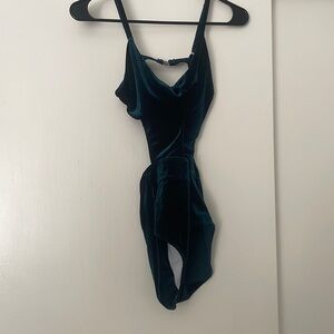 Velvet forest green body suit